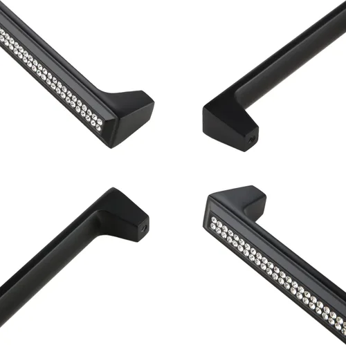 Vista 4 de LANC Tiradores de gabinete de cristal negro para cocina y baño, manijas de gabinete para dormitorio, pomo de gabinete negro mate brillante