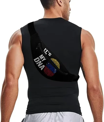 Vista 6 de It's in My DNA - Riñonera con la bandera de Venezuela para hombres y mujeres, bolsa deportiva con diseño de estampado cruzado