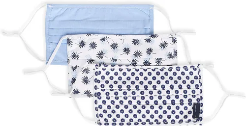 Vista 16 de Perry Ellis - Cubrebocas estándar de tela plisada, reutilizables (paquete de 3, estampados y colores surtidos)