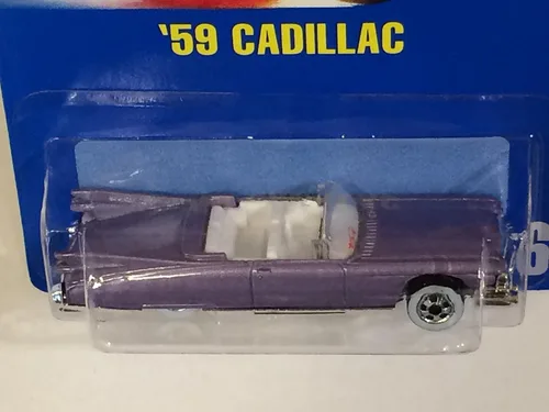 Vista 2 de #266 '59 Cadillac Luz Púrpura Blanco Pared Ruedas Básicas Coche Coleccionable Coche Mattel Hot Wheels