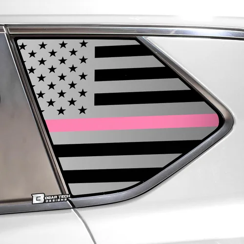 Vista 11 de BOGAR TECH DESIGNS Calcomanía de vinilo precortada con bandera estadounidense para ventana de un cuarto compatible con Nissan Rogue 2021-2025, negro