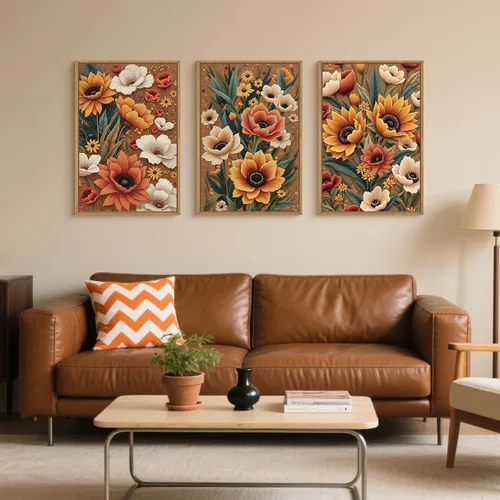 Vista 16 de Arte de Pared de Lienzo Enmarcado con Grandes Pinceladas Abstractas, Decoración de Pared Azul Marino Neutro, Pintura de Pared Moderna en Tonos
