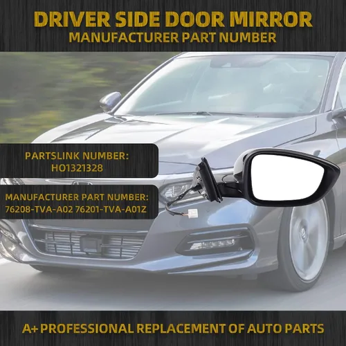 Vista 6 de Dasbecan Espejo para puerta lateral izquierda del conductor compatible con Honda Accord LX Sport 1.5T 2018-2025 Power No calentado Pintura