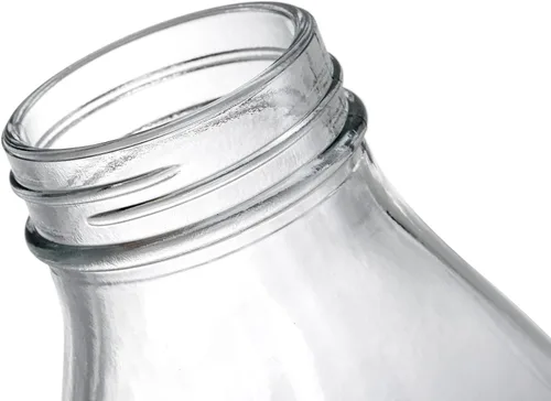 Vista 3 de ZOOFOX Paquete de 4 botellas de leche de vidrio de 32 onzas con tapas, recipiente de leche vintage para refrigerador, botellas de jugo de vidrio