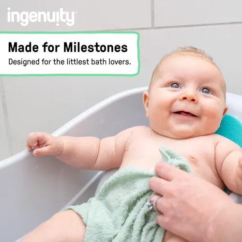 Vista 9 de Ingenuity Sylvi Full Comfort 3 en 1 Grow with Me - Bañera para bebé recién nacido a niño pequeño, eslinga de apoyo, incluye manoplas y libro