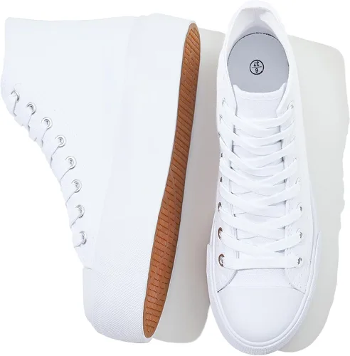 Vista 7 de FRACORA - Tenis de lona con plataforma blanca para mujer Negro