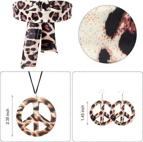 Vista 2 de SATINIOR Conjunto de disfraz hippie de los años 60 y 70 para mujer, diseño de discoteca retro, acampanados, pantalones acampanados para Halloween