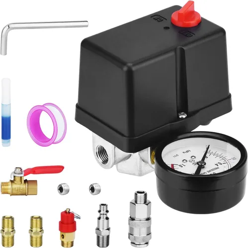 Vista 16 de Válvula de control universal del interruptor de presión del compresor de aire (90-120 PSI, 110V-240V) con regulador de 0-180 PSI y válvula de alivio