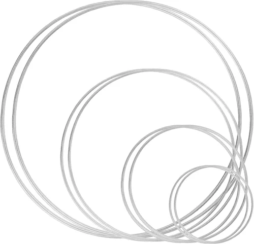 Vista 10 de Paquete de 8 anillos de aro de metal grandes con diseño floral de macramé (6 pulgadas, 8 pulgadas, 10 pulgadas, 12 pulgadas) para hacer decoración