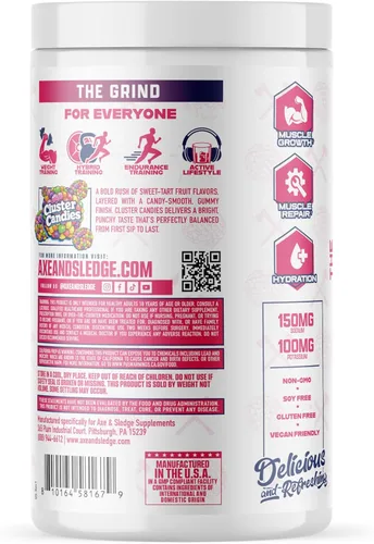 Vista 3 de Axe & Sledge The Grind Essential Aminoácidos Polvo EAA y BCAA Recuperación muscular y electrolitos para hidratación Sin estimulantes, vegano
