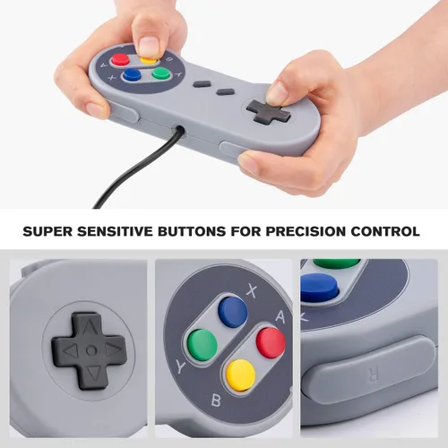 Vista 5 de mafiti Game Controller SNES Retro USB Controller Joystick for Windows PC MAC Linux Raspberry Pi 2 Pack (Grey)