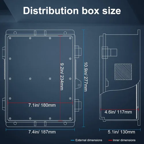 Vista 6 de Namunanee - Caja de conexiones eléctricas para exterior, recinto resistente al agua de ABS con panel de montaje interno y tapa con bisagras, 9.2" H