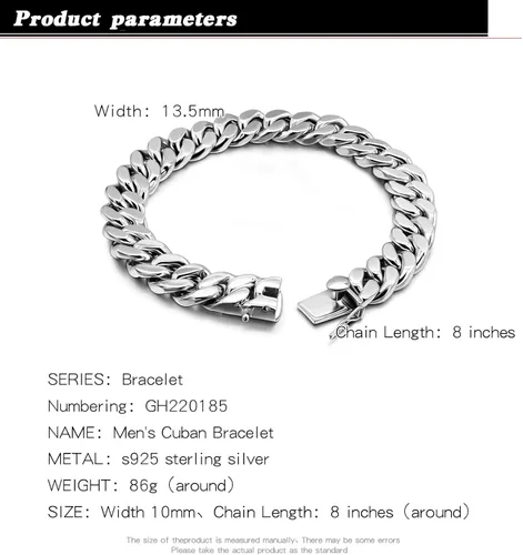 Vista 2 de Plata de ley 925 italiana hecha a mano Pulsera clásica de cadena cubana de Miami de 025-05 pulgadas para hombres joyería fina de fiesta pulsera