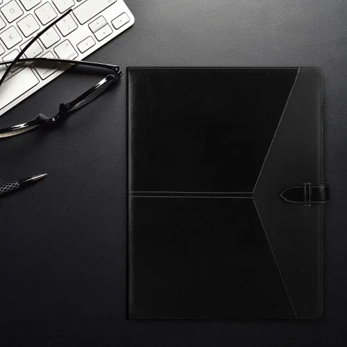 Vista 8 de Toplive Padfolio - Carpeta organizadora de 3 anillas, carpeta de negocios para mujer, tamaño A4/carta, piel sintética, profesional, para Negro