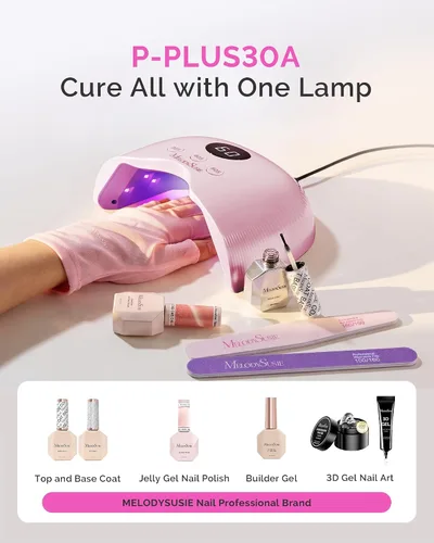 Vista 7 de MelodySusie Lámpara de uñas LED compacta con guantes UV, secadora de uñas P-PLUS30A con sensor inteligente que cura todos los geles, especialmente