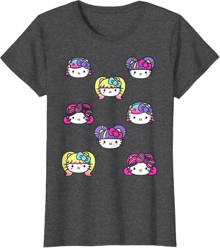Vista 6 de hello kitty Kawaii Multi peinado Tee, Azul (Heather blue)