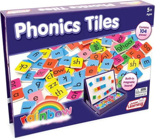 Vista 6 de Junior Learning Azulejos Rainbow Phonics con tablero magnético incorporado