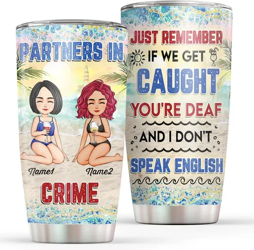 Vista 7 de Vaso personalizado con texto en inglés "Some Girls Are Just Born With The Beach", regalo para mejores amigas, hermanas, mejores amigas de una mujer