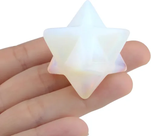 Vista 12 de QINJIEJIE Amatista Merkaba Crystal 1" Natural Healing Stones Meditación Sagrada Generador de Energía Rejilla de Cristal Decoración del Hogar