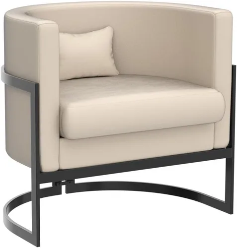 Vista 4 de Silla Decorativa Moderna de Cuero Sintético, Silla de Brazos Moderna y Confortable, Silla de Sofá Individual Tapizada para Sala de Estar