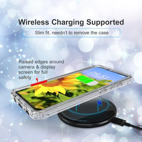 Vista 5 de Funda de teléfono compatible con Moto G 5G Plus/Moto ONE 5G UW, parte trasera de policarbonato duro transparente de doble capa + cubierta protectora