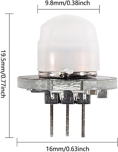 Vista 2 de 5 unids SR602 sensor de movimiento detector módulo mini piroeléctrico infrarrojo sensor interruptor alta sensibilidad para electrónica DIY