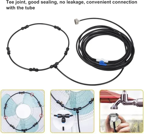 Vista 4 de DAUZ Tubo rociador de agua, kit de nebulización de ventilador, resistente a la corrosión, buen sellado para exteriores (rosca estándar de EE. UU.)