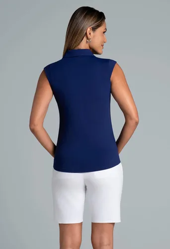 Vista 2 de IBKUL Athleisure Wear - Polo sin mangas con protección solar UPF 50+ Icefil Cooling-Solid sin mangas 84000