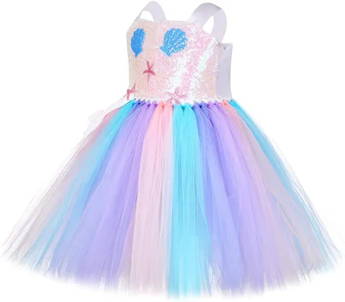 Vista 3 de JerrisApparel Disfraz de sirena para niñas con diadema