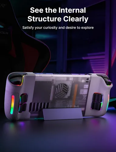 Vista 8 de JSAUX Placa trasera transparente RGB compatible con Steam Deck OLEDLCD, carcasa trasera de repuesto transparente compatible con Steam Deck - PC0106