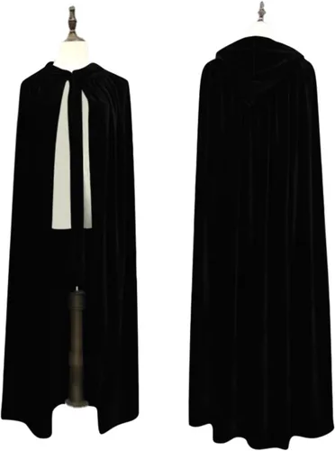 Vista 3 de Ruziyoog Capa medieval de terciopelo para mujer, elegante capa con capucha para boda, capa de invierno, fiesta de bruja, bata unisex de longitud