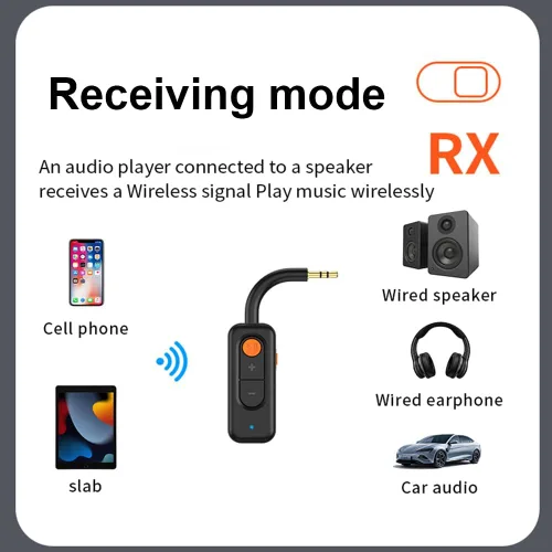 Vista 6 de Transmisor y receptor Bluetooth 5.4, adaptador inalámbrico 2 en 1