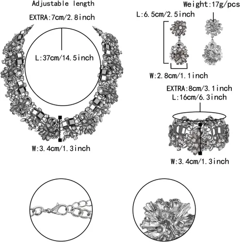 Vista 5 de Flyonce Juego de collar grande y grueso para mujer, joyería de disfraz de moda, estilo vintage