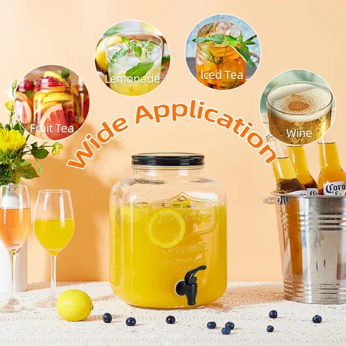 Vista 5 de 2 dispensadores de bebidas de 1.5 galones para fiestas, dispensador de bebidas con soporte, dispensadores grandes de bebidas de agua con espita