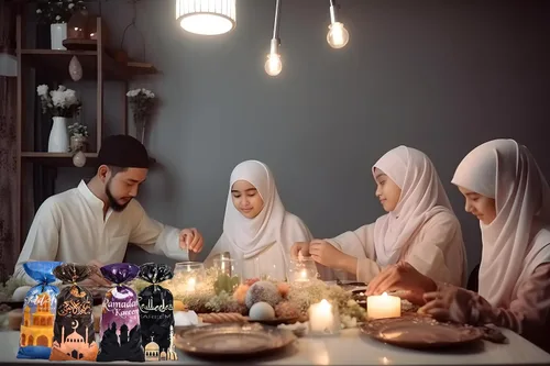 Vista 6 de Threetols 100 bolsas de celofán Eid Mubarak, bolsas de celofán de Ramadán Kareem, bolsas de regalo de celofán Eid Moon Star transparentes