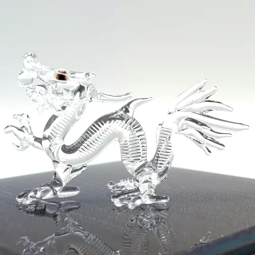 Vista 9 de Figuras artísticas de cristal soplado a mano en miniatura de dragón, animales de fantasía, regalo coleccionable, decoración del hogar, 3 pulgadas