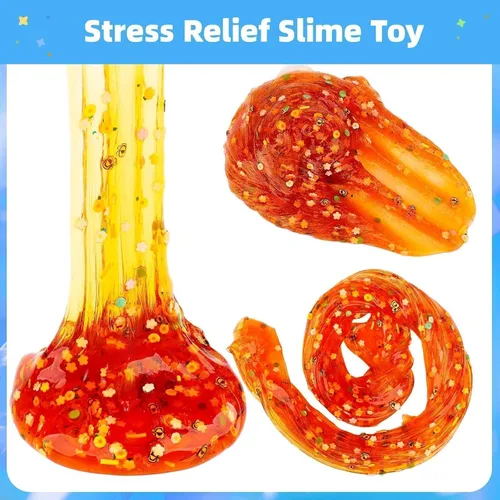 Vista 4 de Kit de slime transparente, paquete de 5 unidades de limo de cristal crujiente con purpurina, regalos de fiesta, juguete para aliviar el estrés