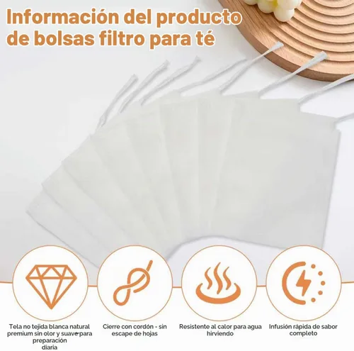 Vista 3 de 400 bolsas de té para té de hojas sueltas, bolsas de filtro desechables vacías Blanco 400 piezas