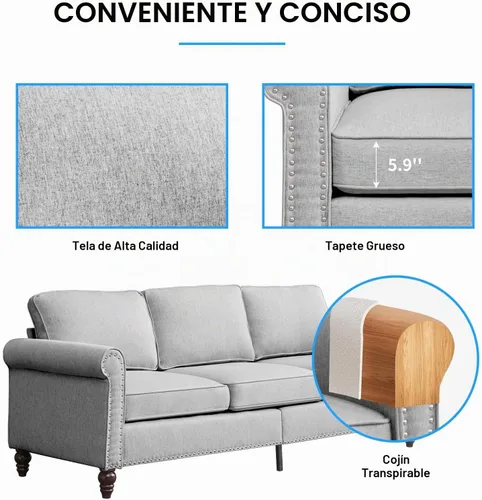 Vista 3 de PUREMIND Juego de sofá de 3 piezas para sala de estar, sofá seccional y sofá biplaza y sillón, moderno sofá de 3 plazas + sofá de 2 plazas+ juego