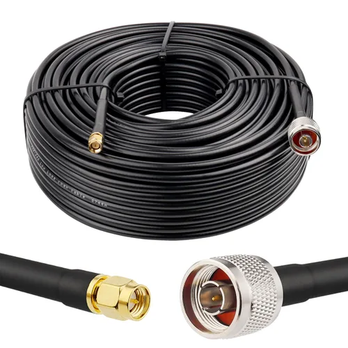 Vista 14 de MOOKEERF 2 piezas de cable N macho a SMA macho 1 pie, cable SMA a N de 50 ohmios de baja pérdida ultra KMR240 coaxial para enrutador WiFi, receptor