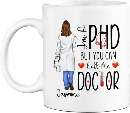 Vista 11 de Taza de café con nombre personalizado para médicos, taza de café personalizada para médicos, regalo para hombres, hombres, doctores, estetoscopio