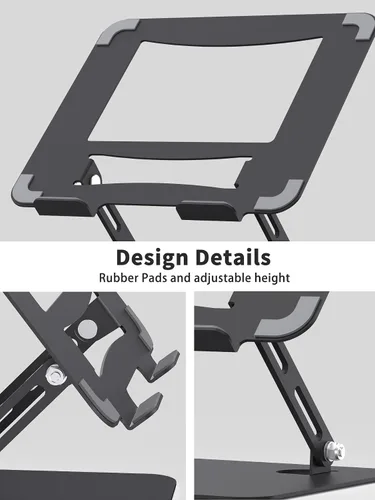 Vista 5 de SOUNDANCE Soporte para computadora portátil con base pesada estable, altura ajustable multiángulo, soporte ergonómico de metal elevador, elevador