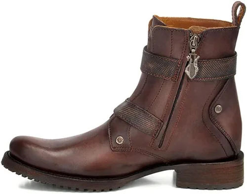 Vista 4 de Bota Hombre Cuadra en Piel Genuina con Cremallera Marrón