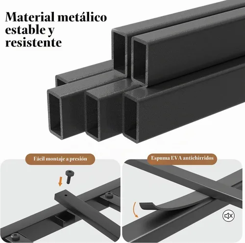Vista 9 de LoVinson Marco de cama de metal tamaño King con cabecero, listones de metal, color negro