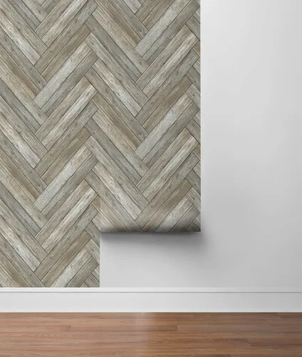 Vista 6 de NextWall Papel tapiz autoadhesivo de madera de cheurón sintético