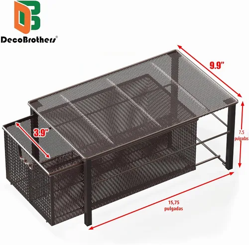 Vista 3 de Deco Brothers - Cesta deslizante apilable extraíble con divisor, tamaño grande