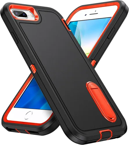 Vista 11 de IDweel Funda para iPhone 8 Plus/7 Plus/6S Plus/6 Plus con soporte, protección resistente, a prueba de golpes, arañazos, ajuste delgado, negro