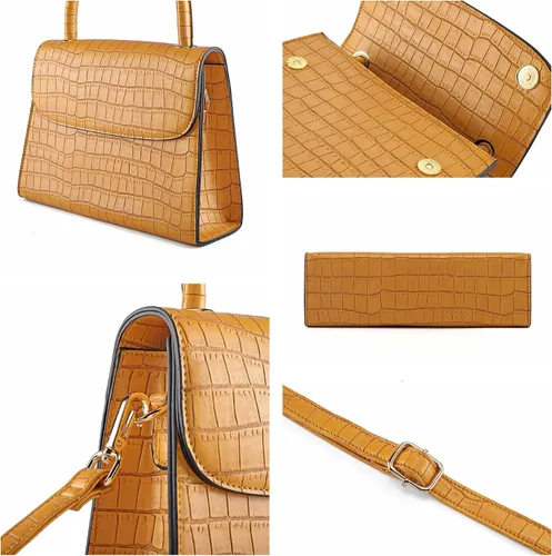 Vista 5 de Ayliss Bolso de mano de cocodrilo pequeño para mujer bolso de hombro clásico bolso de mano con asa superior bolso de piel sintética con cremallera