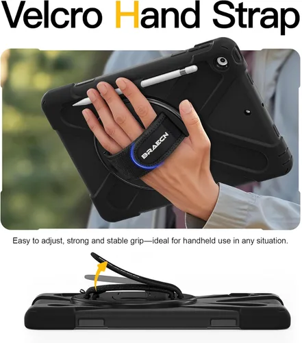 Vista 8 de BRAECN Funda para iPad de 9ª/8ª/7ª Generación, Funda Resistente a Prueba de Golpes con Protector de Pantalla, Soporte para Lápiz, Soporte para Tapa