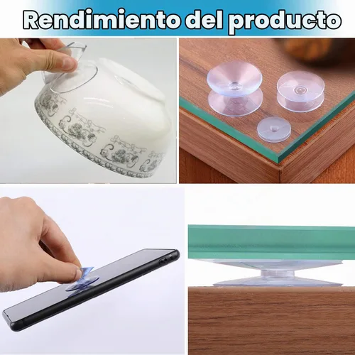 Vista 5 de Pawfly Paquete de 20 ventosas de doble cara de 0.8 pulgadas de PVC transparente de plástico para espejo de mesa de vidrio